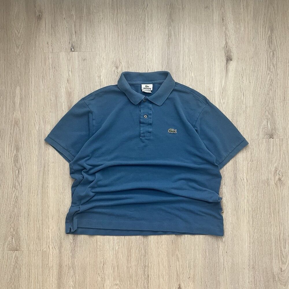 VTG Lacoste Polo Shirt Large Size 5 Blue Green Crocodile Preppy Hiker Mens 90s